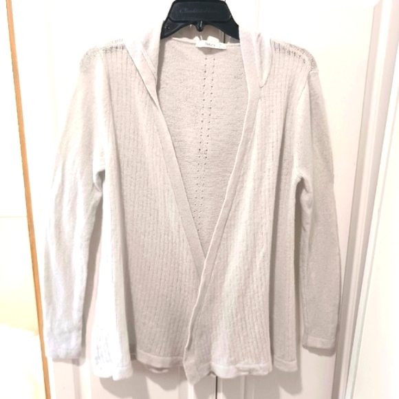 Sutle Luxury Women's 100% Cashemere Light Gray Open Front Cardigan Sz M/L - Picture 3 of 7
